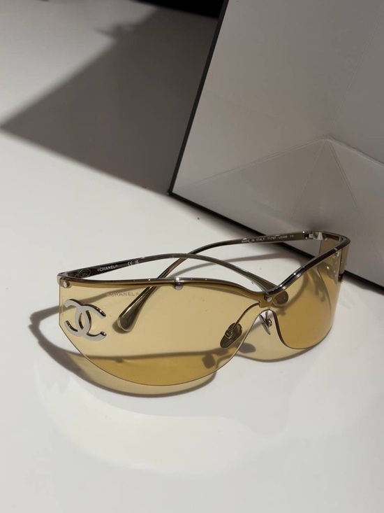 CHANEL Accessories - CHANEL Women's Shield Sunglasses in Amber Yellow and Silver